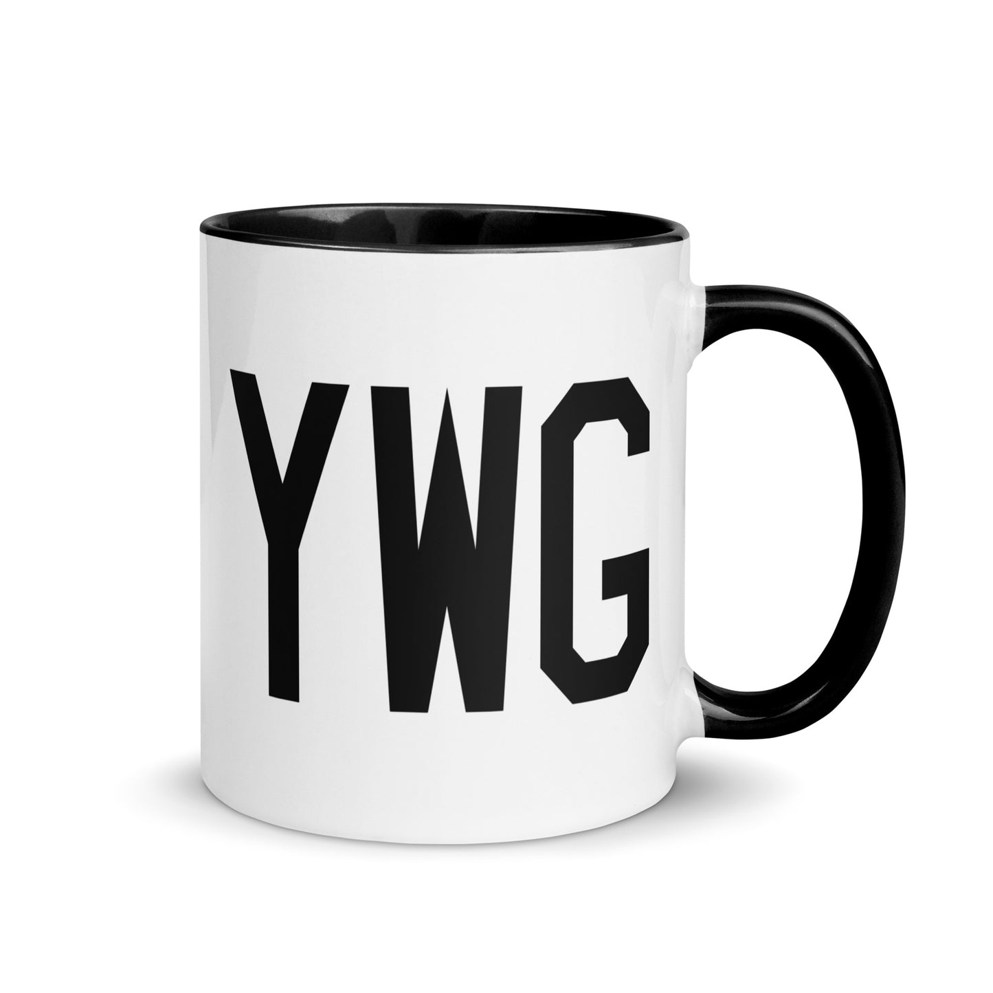 Airport Code Coffee Mug - Black • YWG Winnipeg • YHM Designs - Image 01