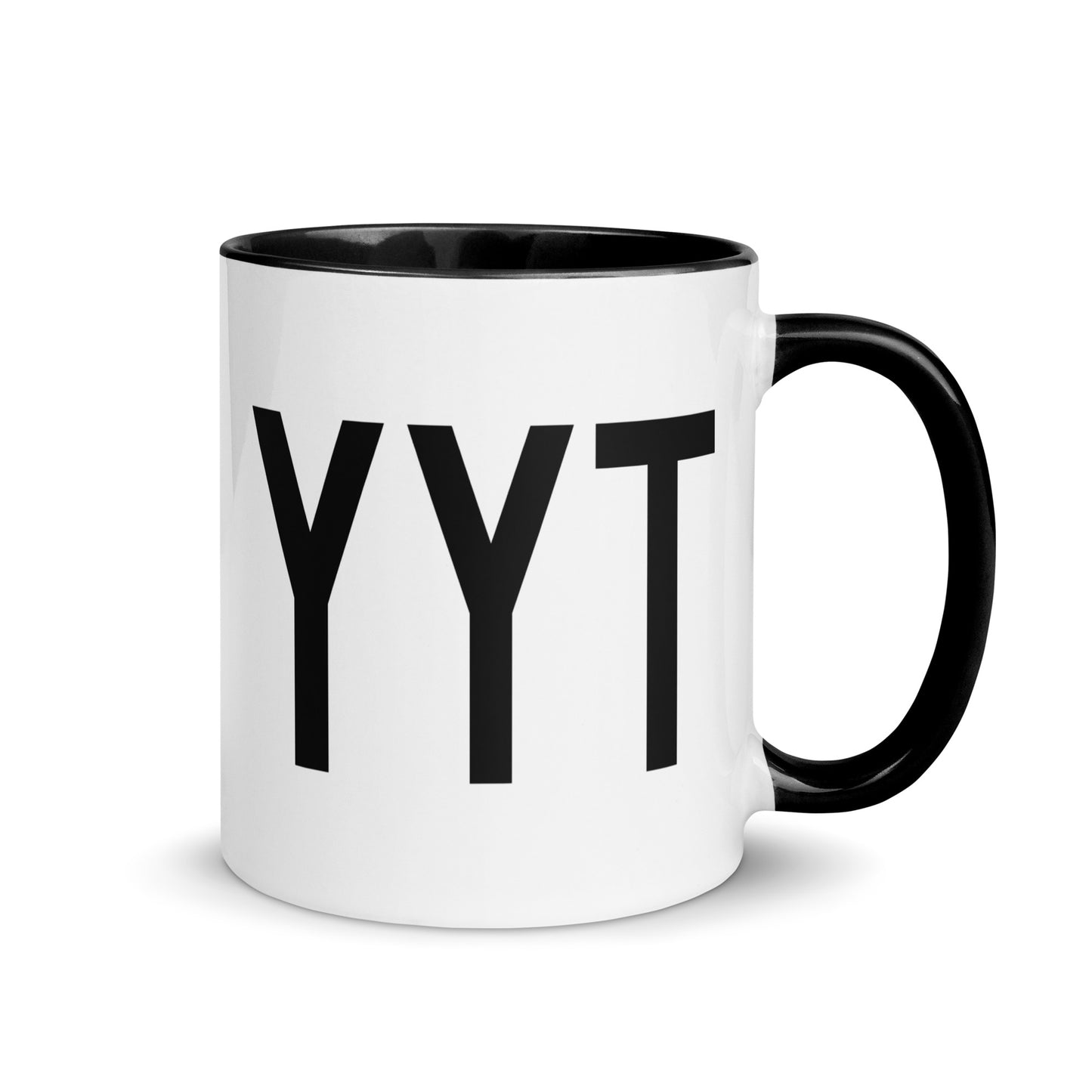 Airport Code Coffee Mug - Black • YYT St. John's • YHM Designs - Image 01