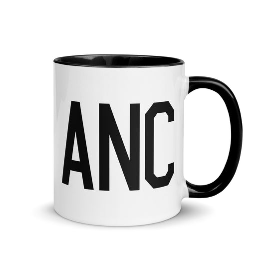 Airport Code Coffee Mug - Black • ANC Anchorage • YHM Designs - Image 01
