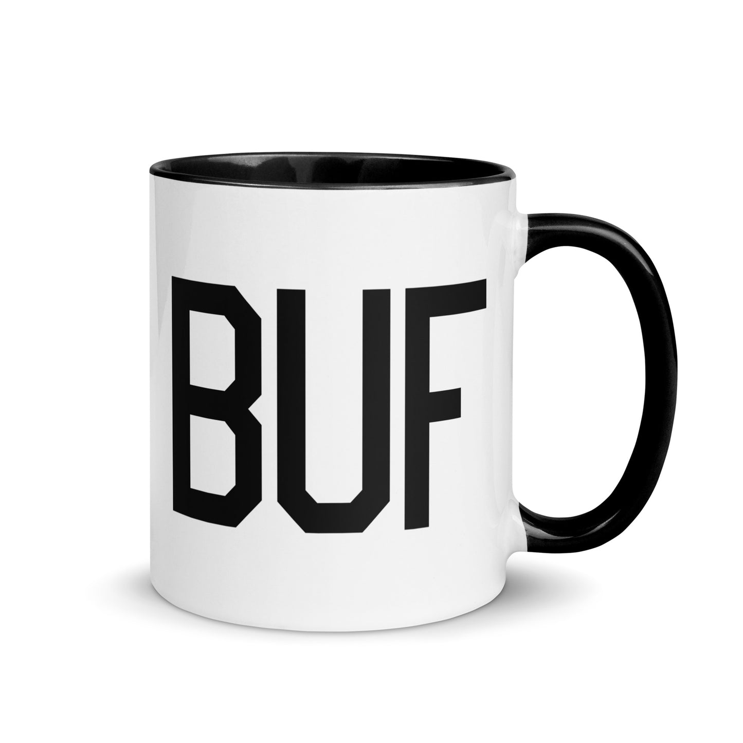 Aviation-Theme Coffee Mug - Black • BUF Buffalo • YHM Designs - Image 01