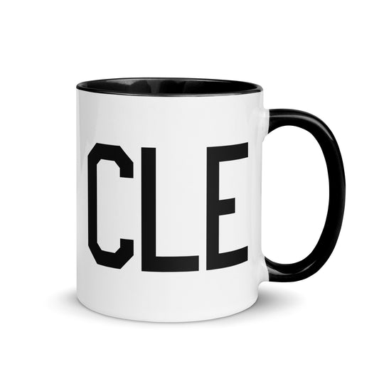 Airport Code Coffee Mug - Black • CLE Cleveland • YHM Designs - Image 01