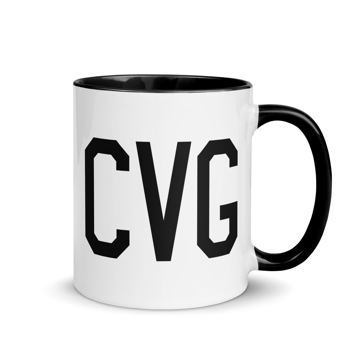 Airport Code Coffee Mug - Black • CVG Cincinnati • YHM Designs - Image 01