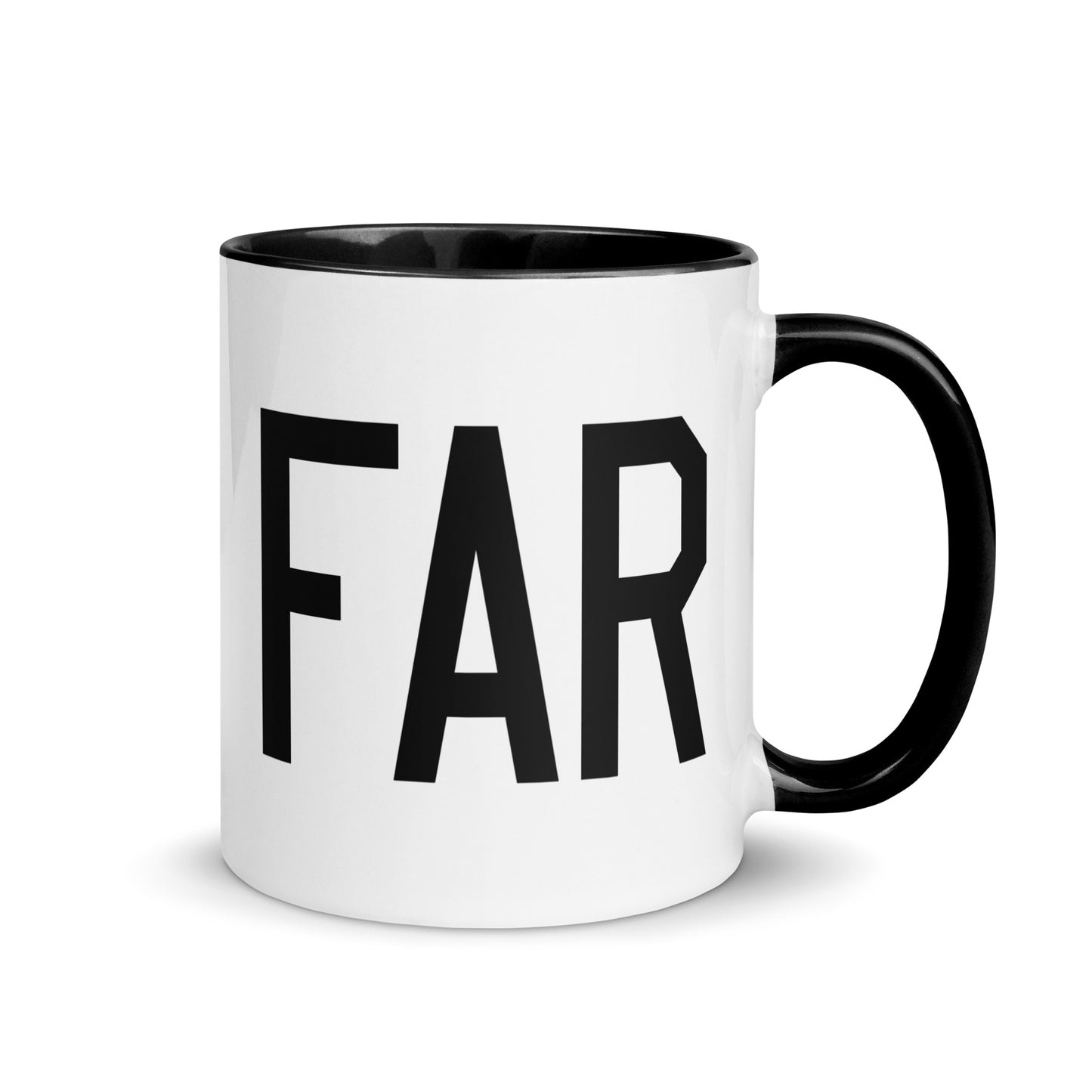 Airport Code Coffee Mug - Black • FAR Fargo • YHM Designs - Image 01