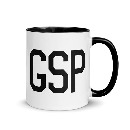 Aviation-Theme Coffee Mug - Black • GSP Greenville • YHM Designs - Image 01