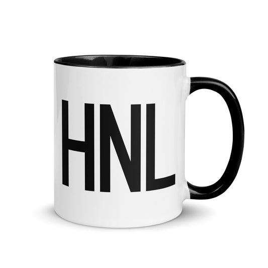 Aviation-Theme Coffee Mug - Black • HNL Honolulu • YHM Designs - Image 01