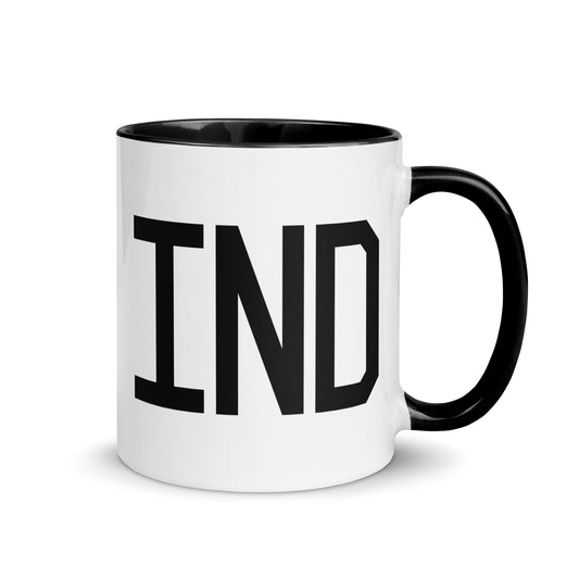Aviation-Theme Coffee Mug - Black • IND Indianapolis • YHM Designs - Image 01