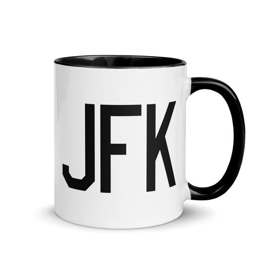 Aviation-Theme Coffee Mug - Black • JFK New York City • YHM Designs - Image 01
