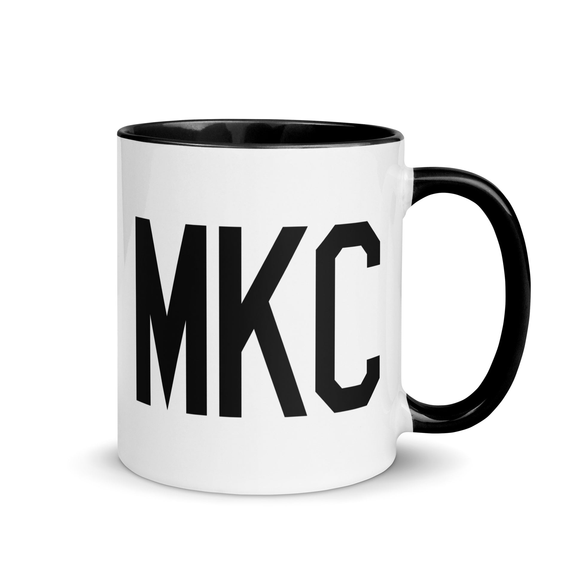 Airport Code Coffee Mug - Black • MKC Kansas City • YHM Designs - Image 01