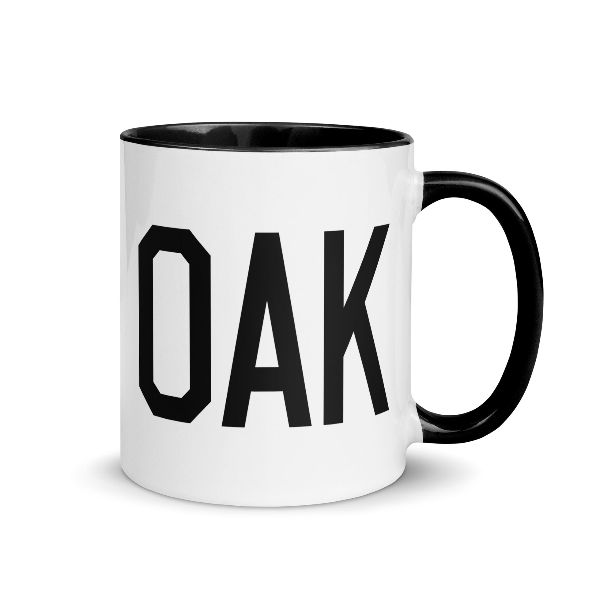 Airport Code Coffee Mug - Black • OAK Oakland • YHM Designs - Image 01