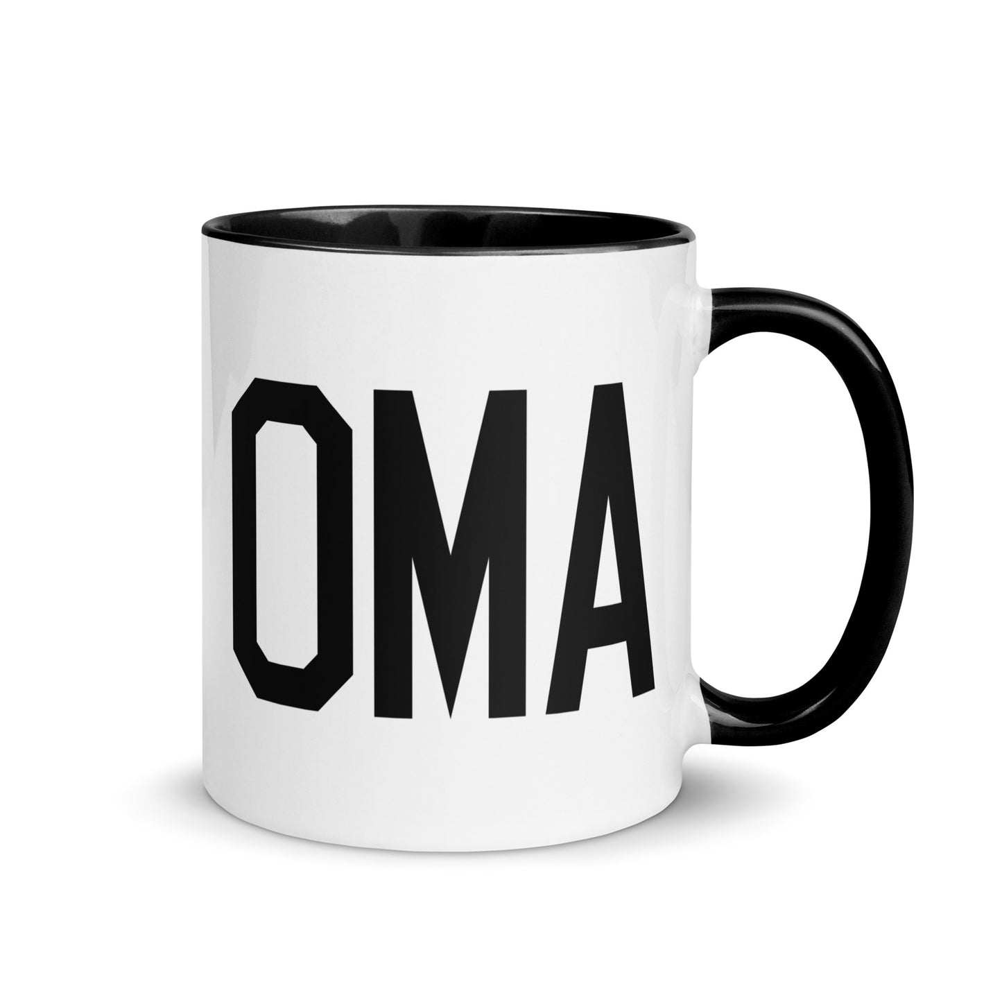 Airport Code Coffee Mug - Black • OMA Omaha • YHM Designs - Image 01