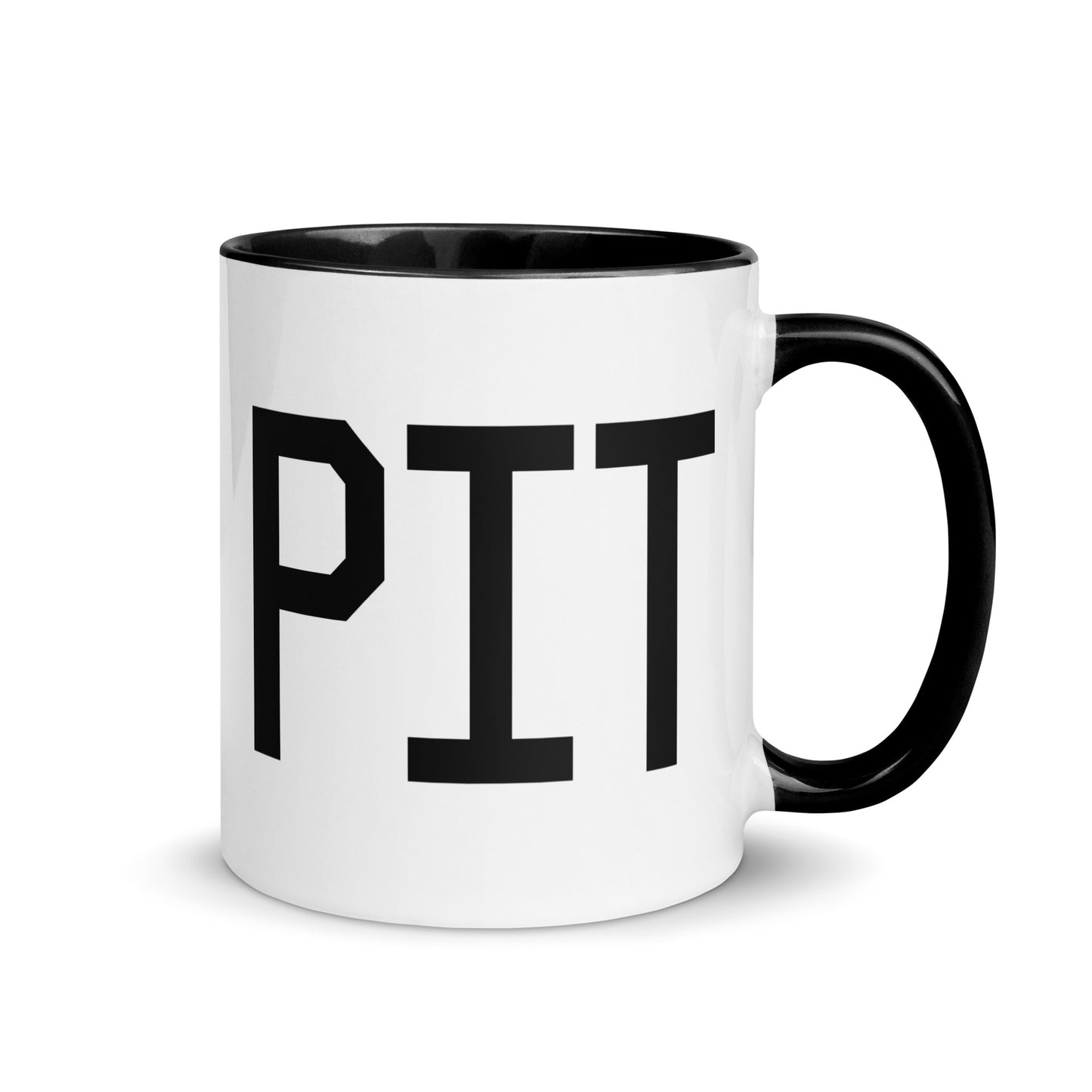 Airport Code Coffee Mug - Black • PIT Pittsburgh • YHM Designs - Image 01