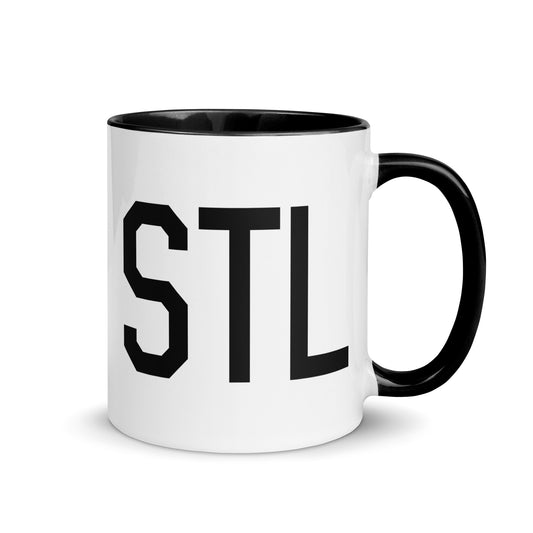 Airport Code Coffee Mug - Black • STL St. Louis • YHM Designs - Image 01
