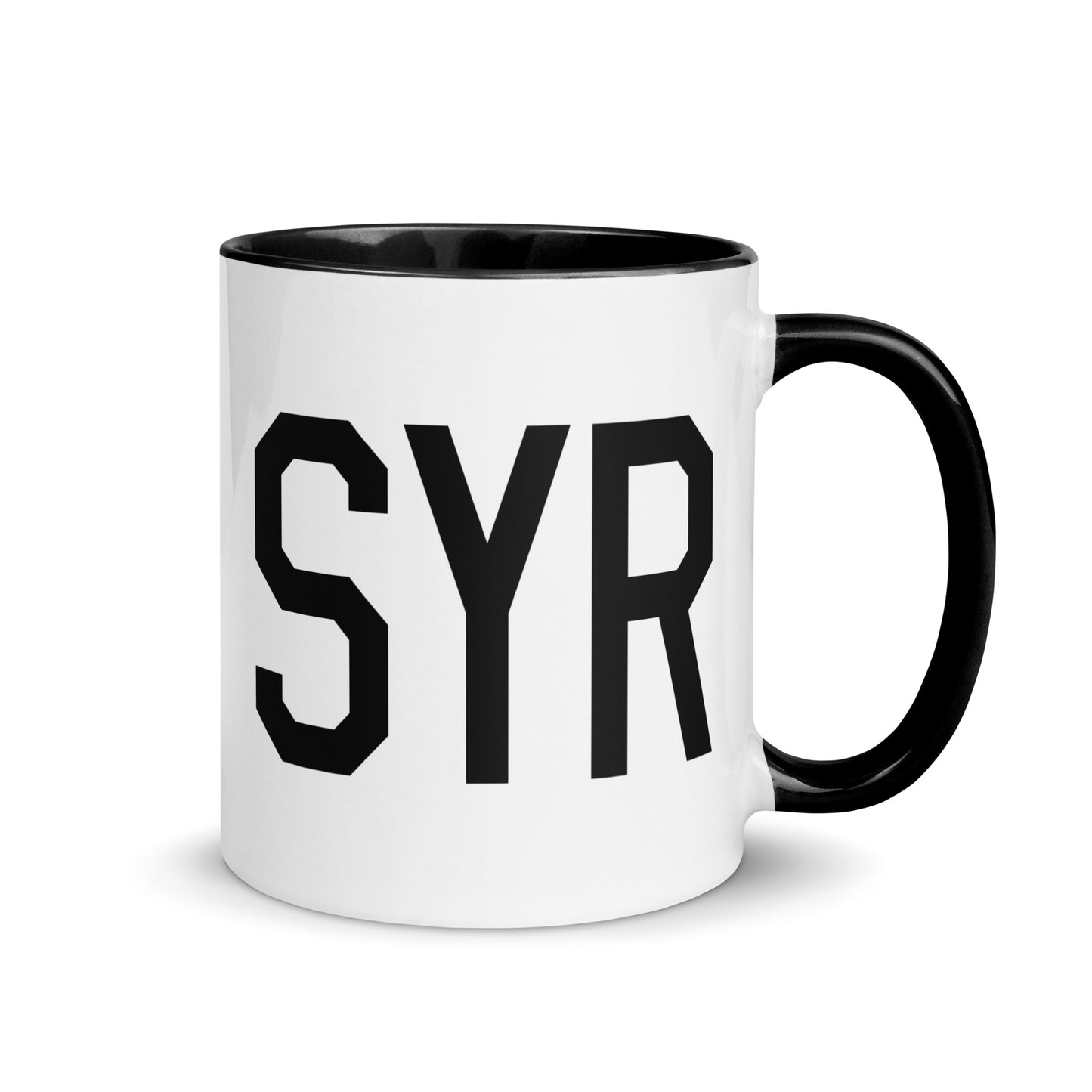 Airport Code Coffee Mug - Black • SYR Syracuse • YHM Designs - Image 01