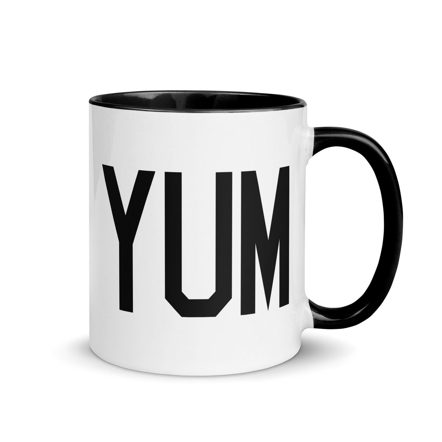 Airport Code Coffee Mug - Black • YUM Yuma • YHM Designs - Image 01