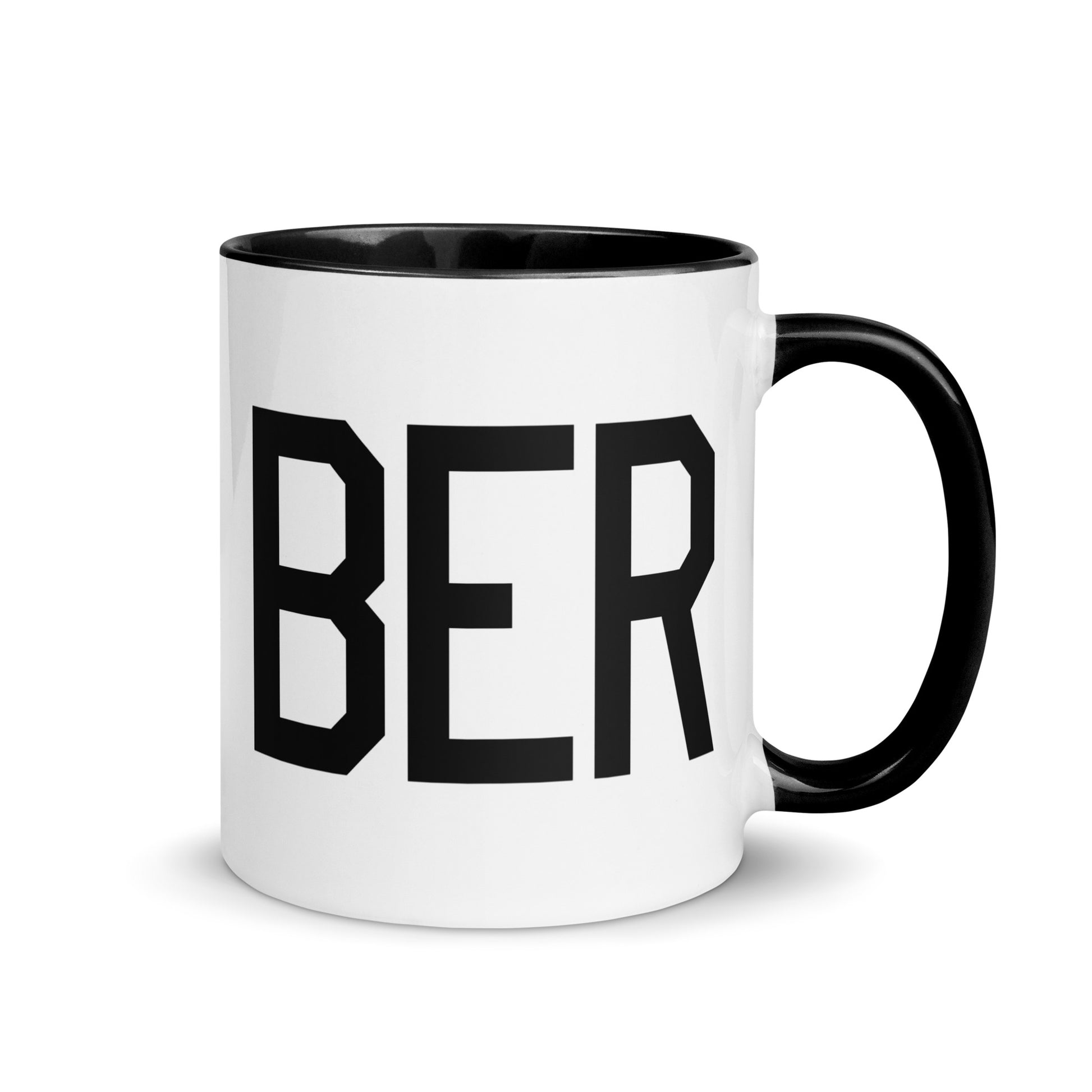 Airport Code Coffee Mug - Black • BER Berlin • YHM Designs - Image 01