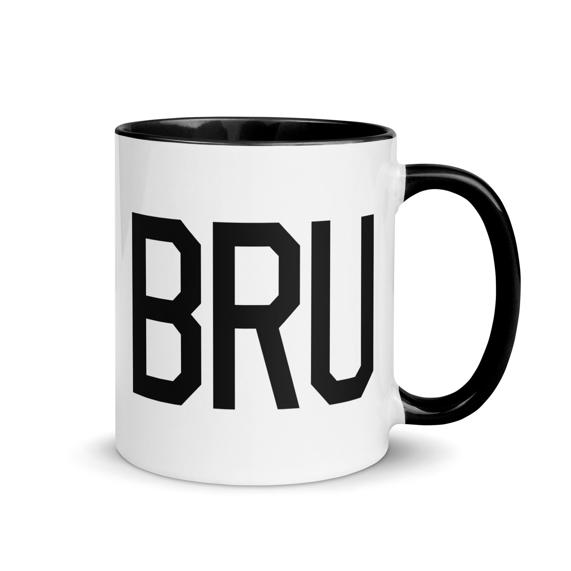 Airport Code Coffee Mug - Black • BRU Brussels • YHM Designs - Image 01