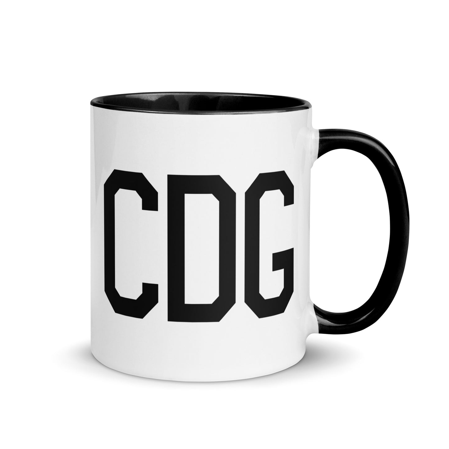 Airport Code Coffee Mug - Black • CDG Paris • YHM Designs - Image 01