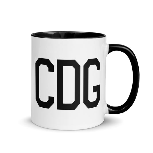 Airport Code Coffee Mug - Black • CDG Paris • YHM Designs - Image 01