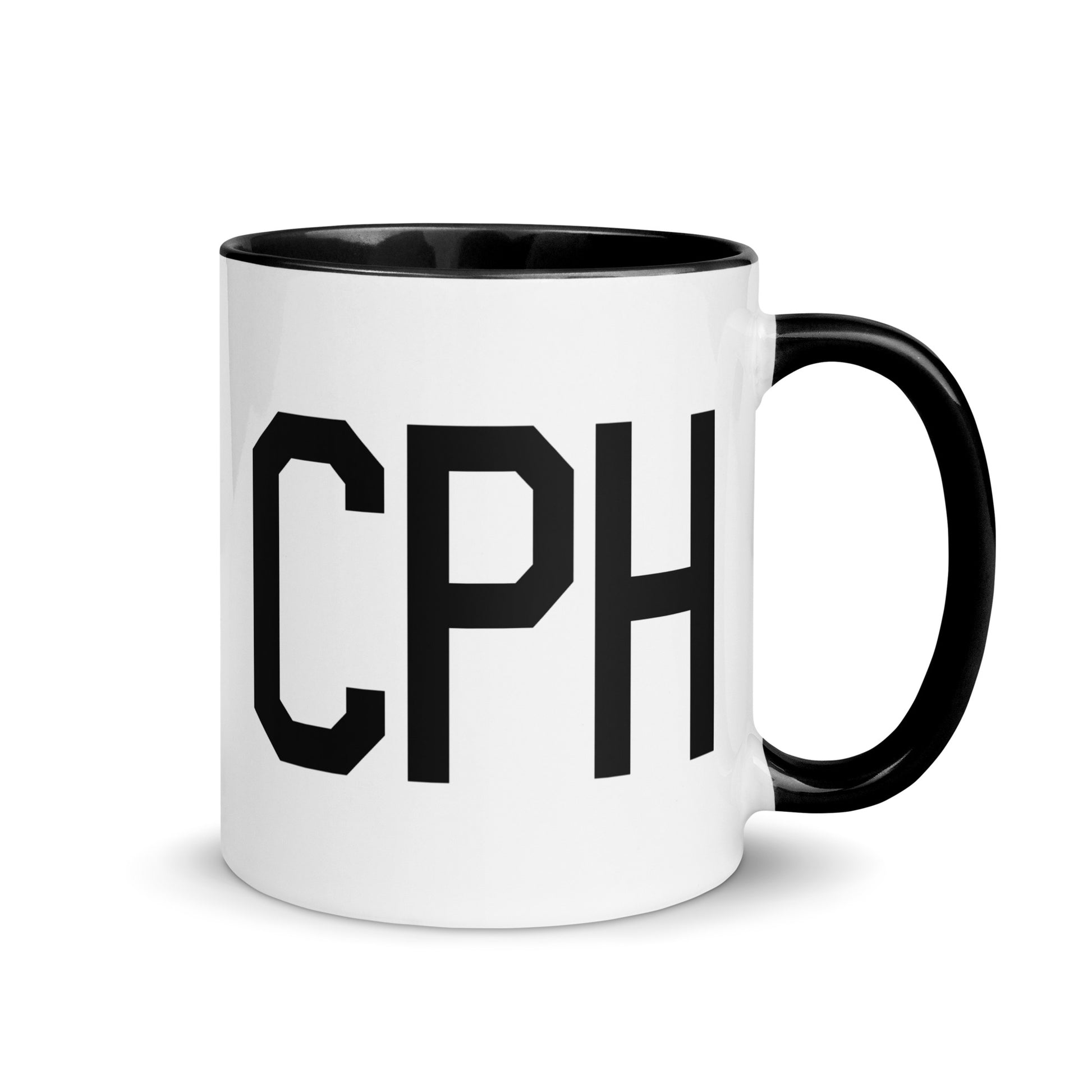 Airport Code Coffee Mug - Black • CPH Copenhagen • YHM Designs - Image 01