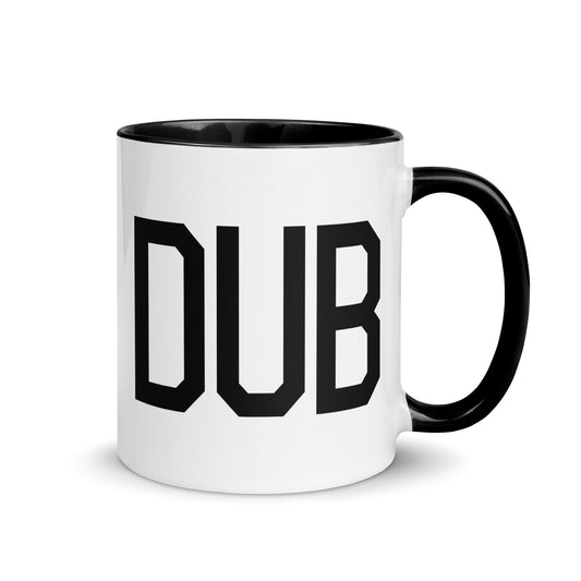 Airport Code Coffee Mug - Black • DUB Dublin • YHM Designs - Image 01