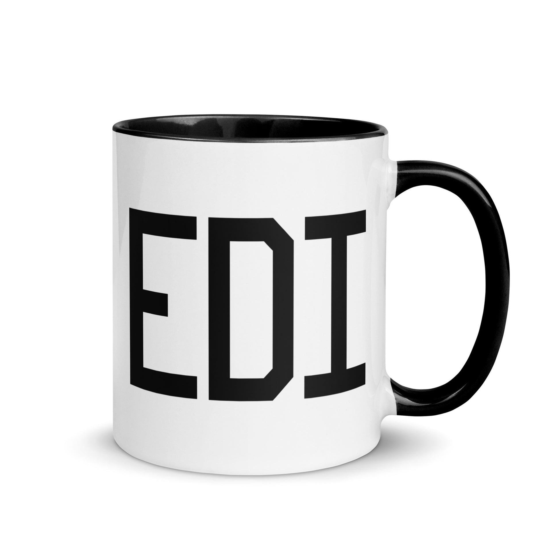 Airport Code Coffee Mug - Black • EDI Edinburgh • YHM Designs - Image 01