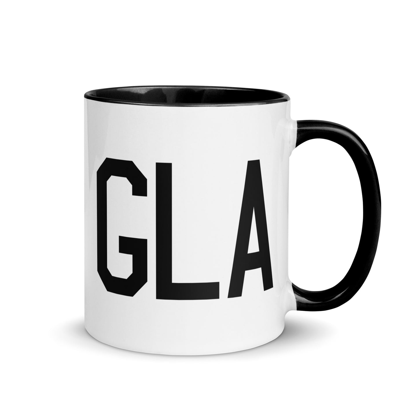 Airport Code Coffee Mug - Black • GLA Glasgow • YHM Designs - Image 01