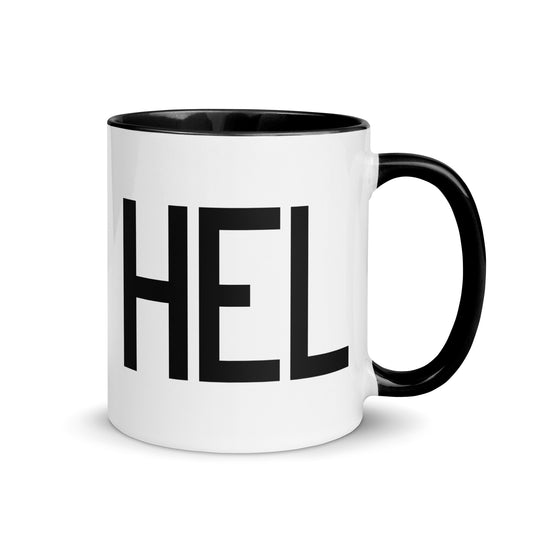 Aviation-Theme Coffee Mug - Black • HEL Helsinki • YHM Designs - Image 01