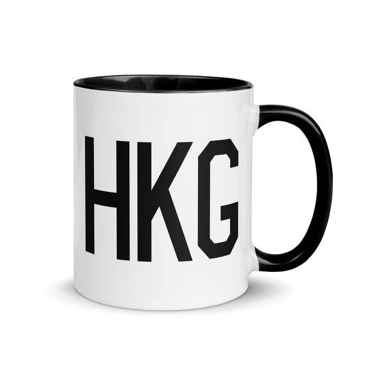 Aviation-Theme Coffee Mug - Black • HKG Hong Kong • YHM Designs - Image 01