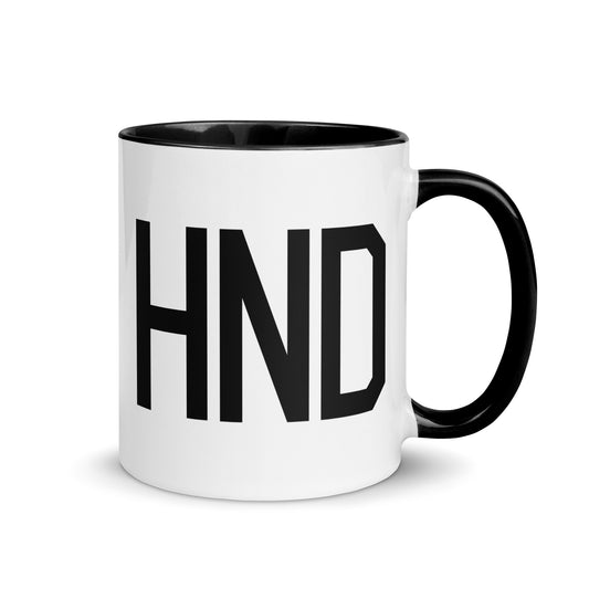Airport Code Coffee Mug - Black • HND Tokyo • YHM Designs - Image 01