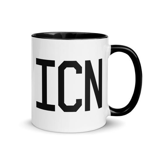 Airport Code Coffee Mug - Black • ICN Seoul • YHM Designs - Image 01