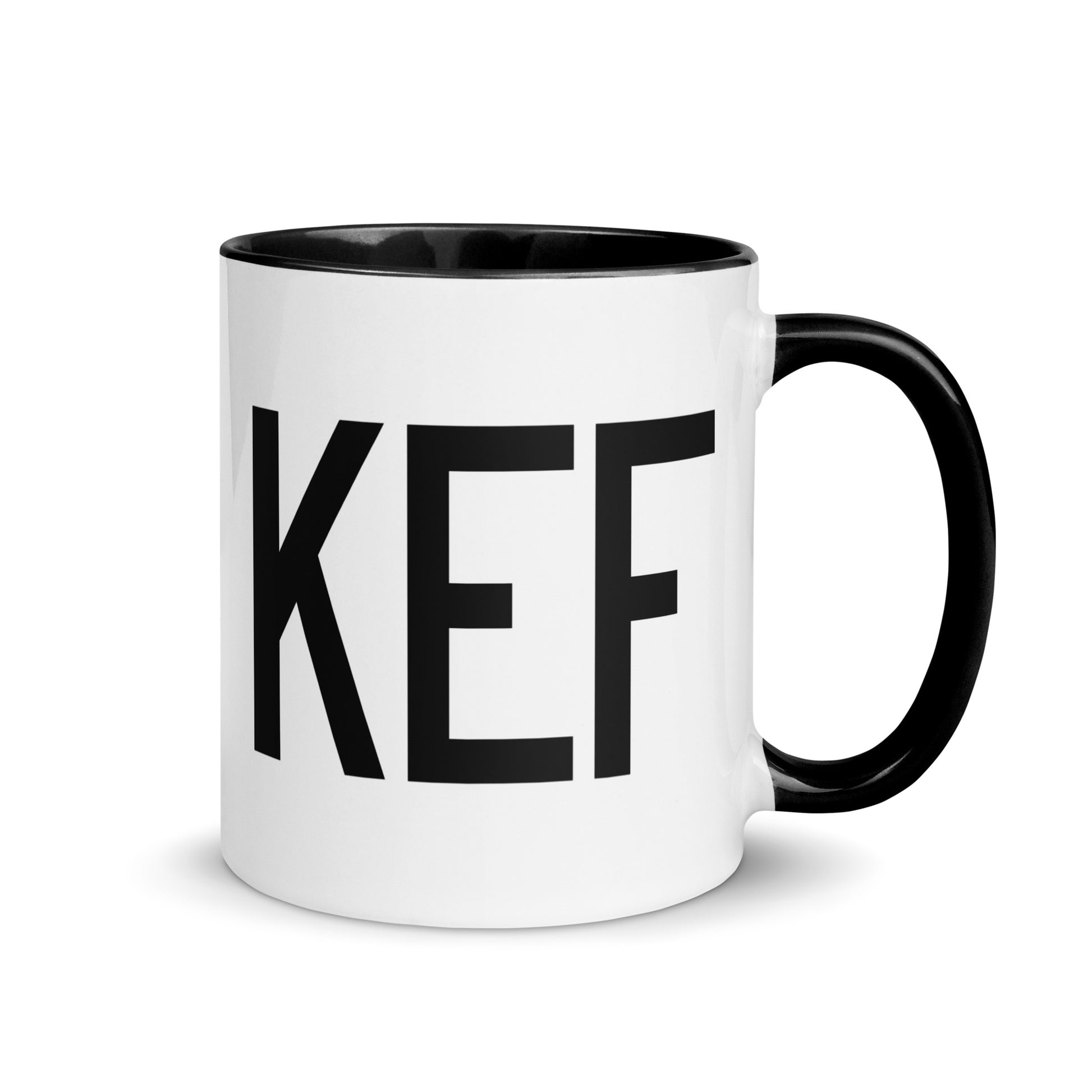 Airport Code Coffee Mug - Black • KEF Reykjavik • YHM Designs - Image 01