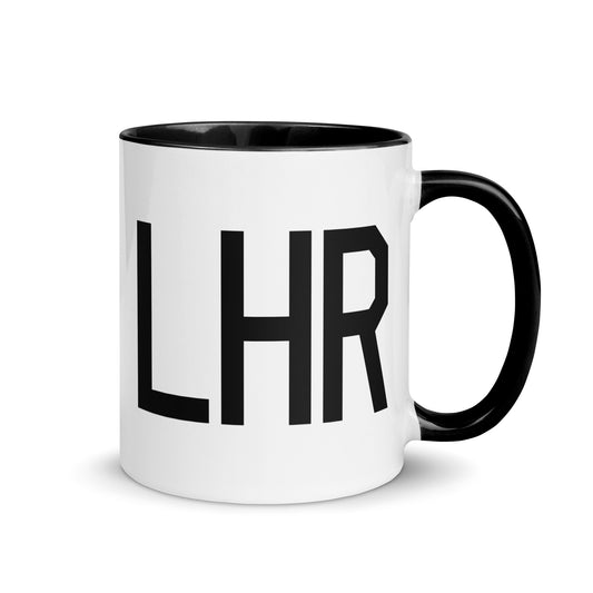Airport Code Coffee Mug - Black • LHR London • YHM Designs - Image 01