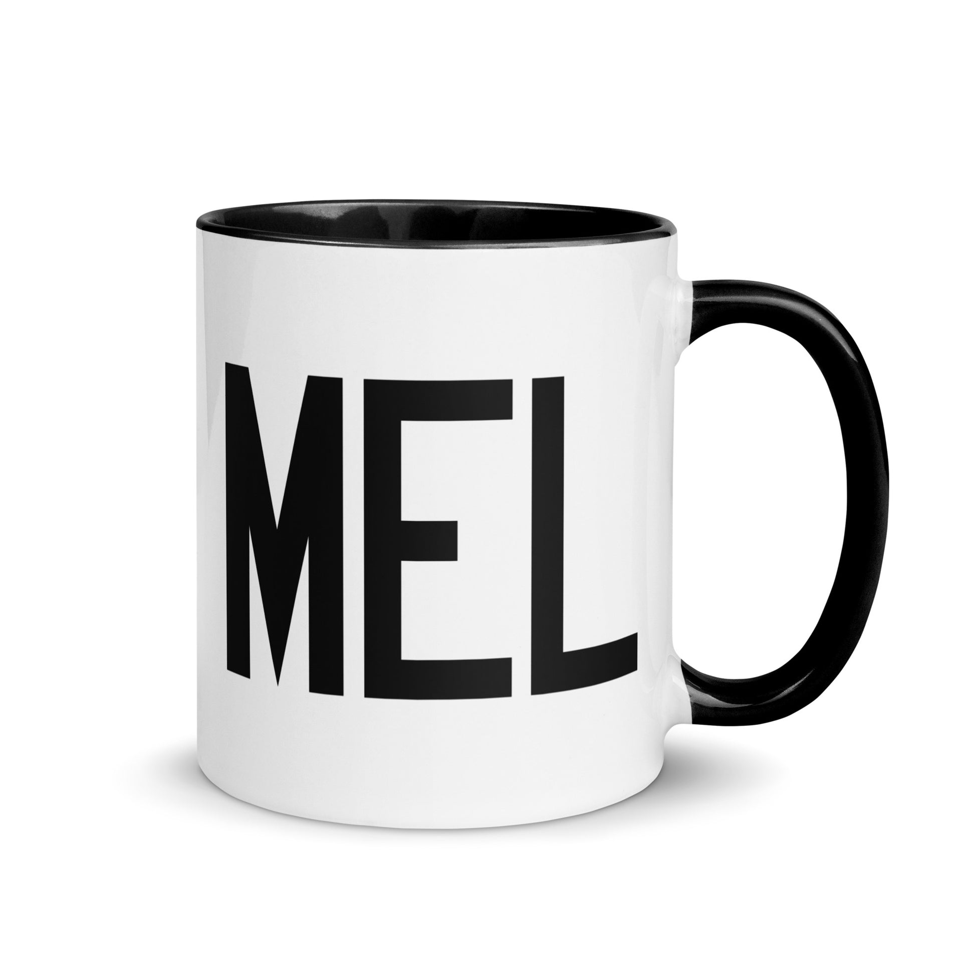 Airport Code Coffee Mug - Black • MEL Melbourne • YHM Designs - Image 01