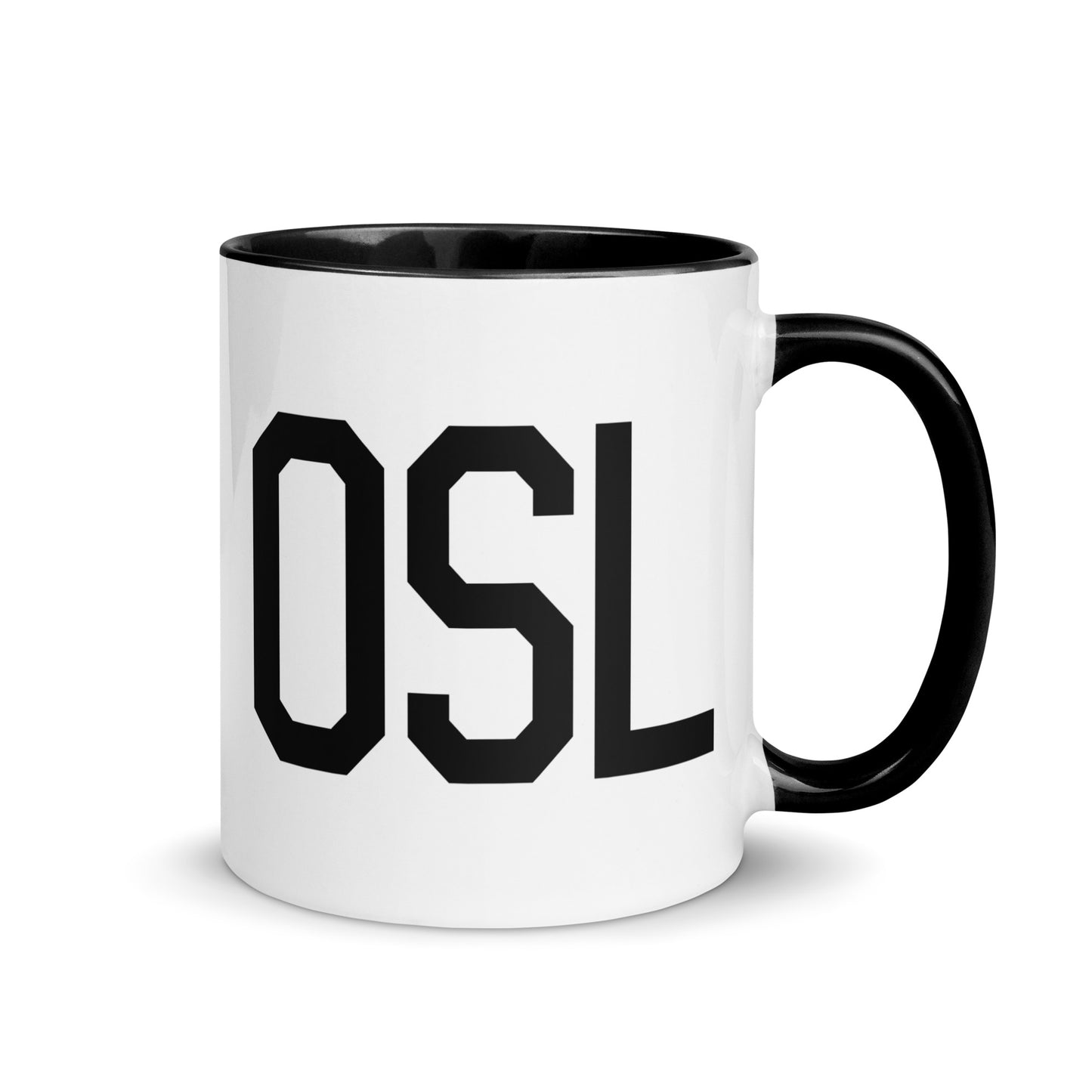 Airport Code Coffee Mug - Black • OSL Oslo • YHM Designs - Image 01