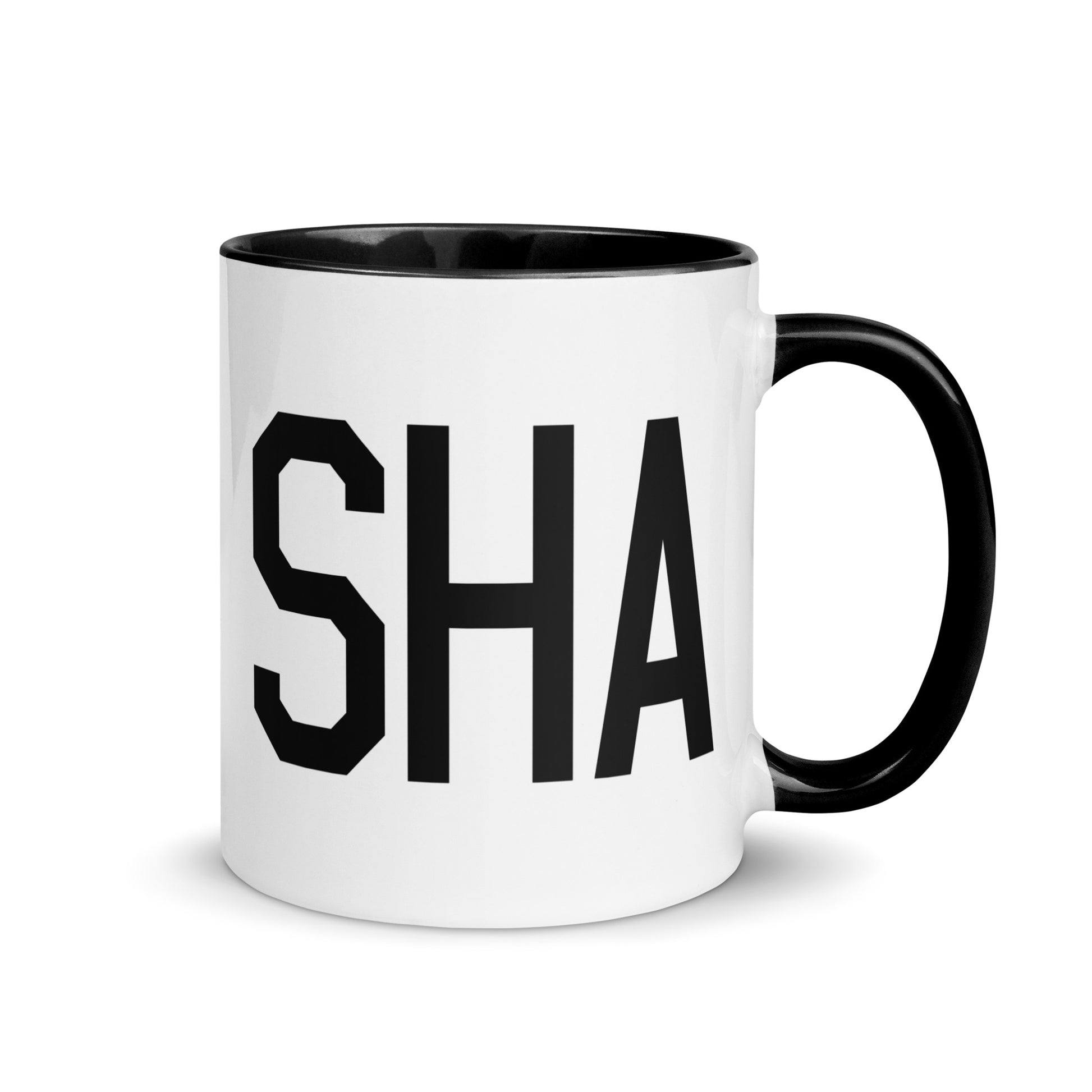 Airport Code Coffee Mug - Black • SHA Shanghai • YHM Designs - Image 01