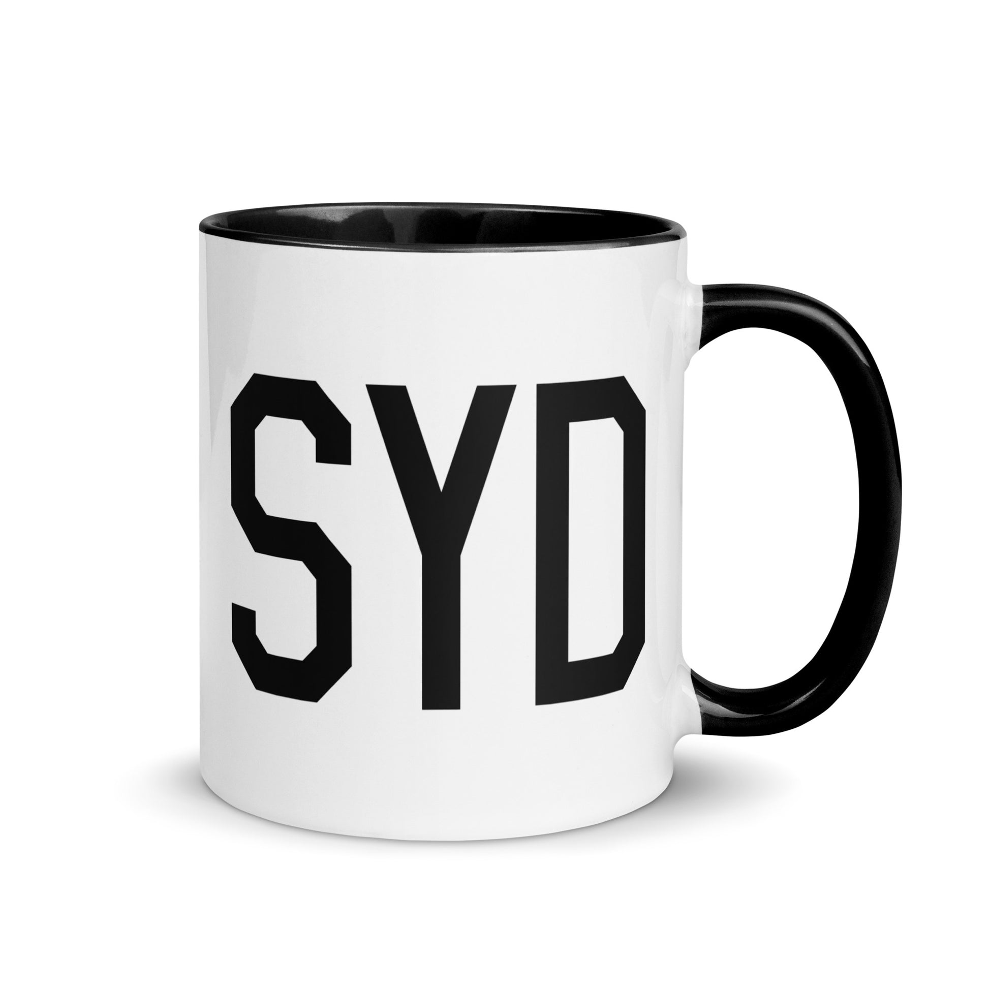 Airport Code Coffee Mug - Black • SYD Sydney • YHM Designs - Image 01