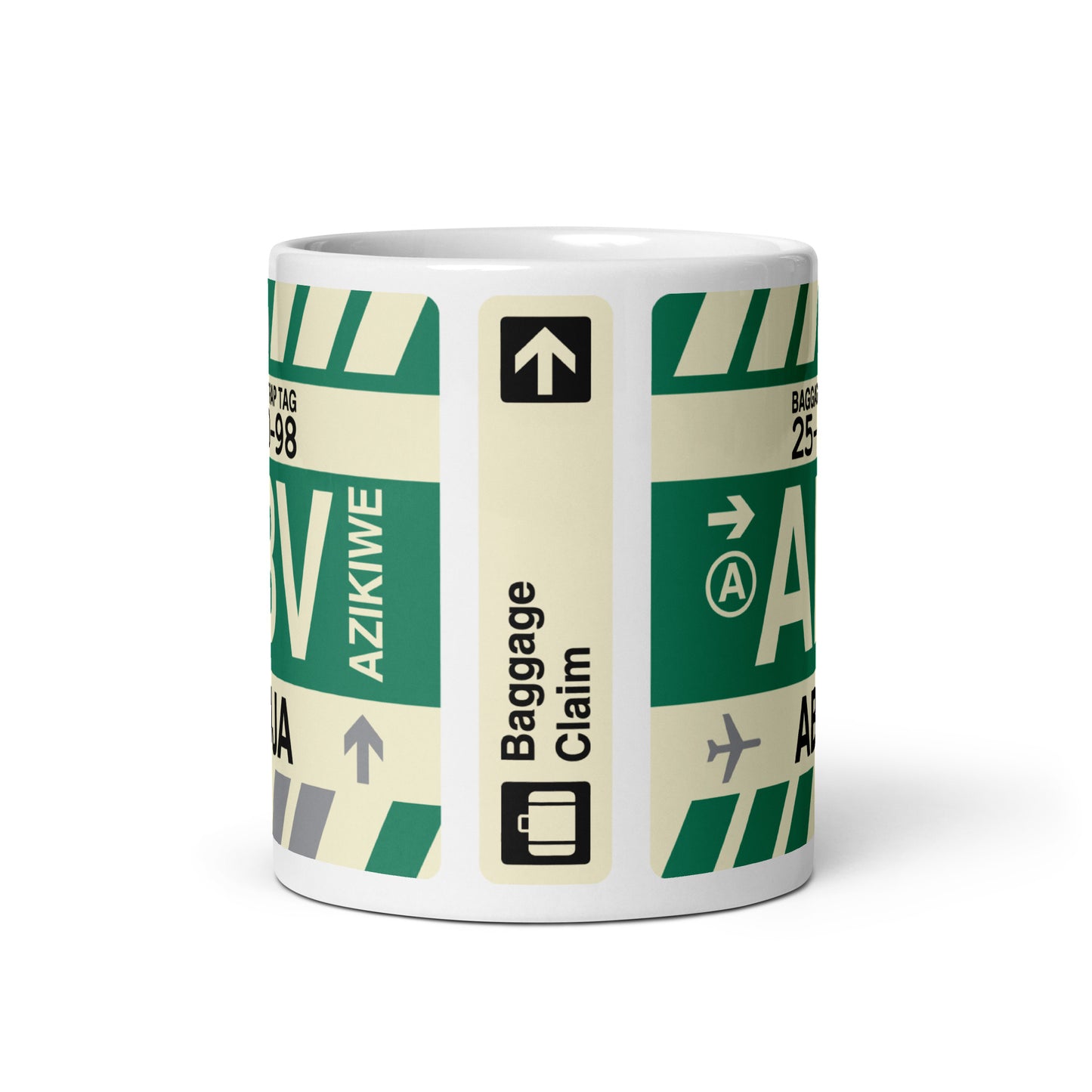 ABV Abuja Coffee Mug • Jet Age Baggage Tag Design • YHM Designs - Image 03