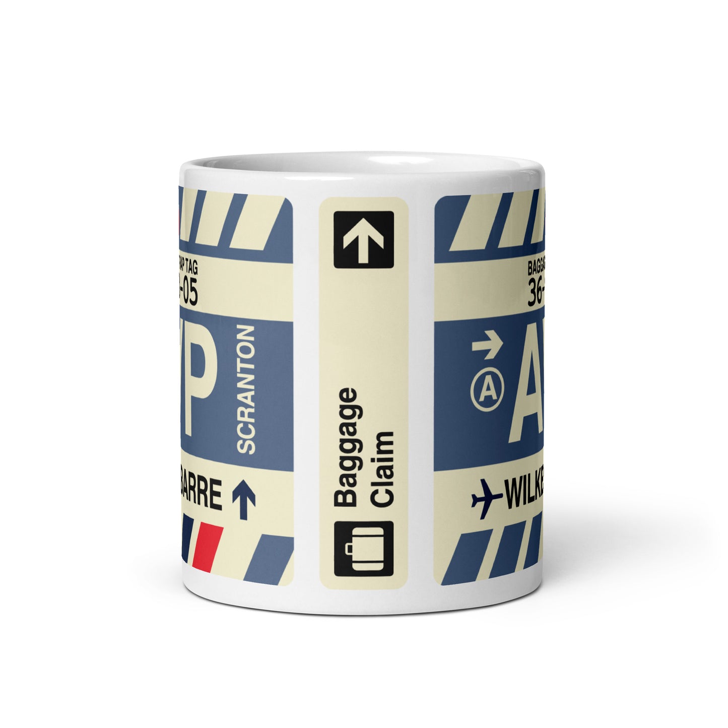 AVP Wilkes-Barre Scranton Coffee Mug • Jet Age Baggage Tag Design • YHM Designs - Image 03
