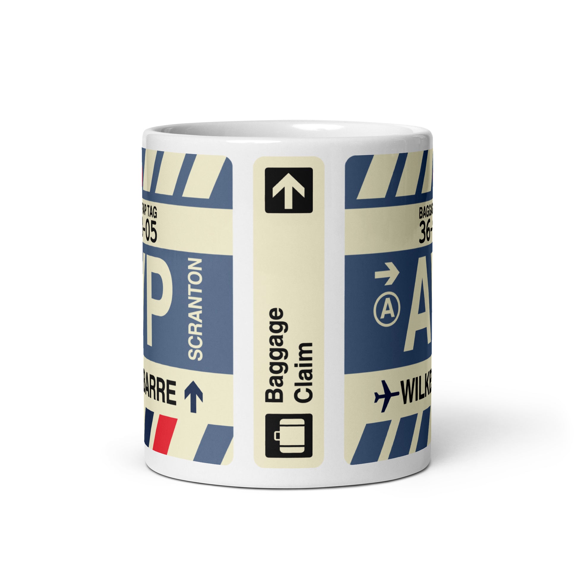 AVP Wilkes-Barre Scranton Coffee Mug • Jet Age Baggage Tag Design • YHM Designs - Image 03