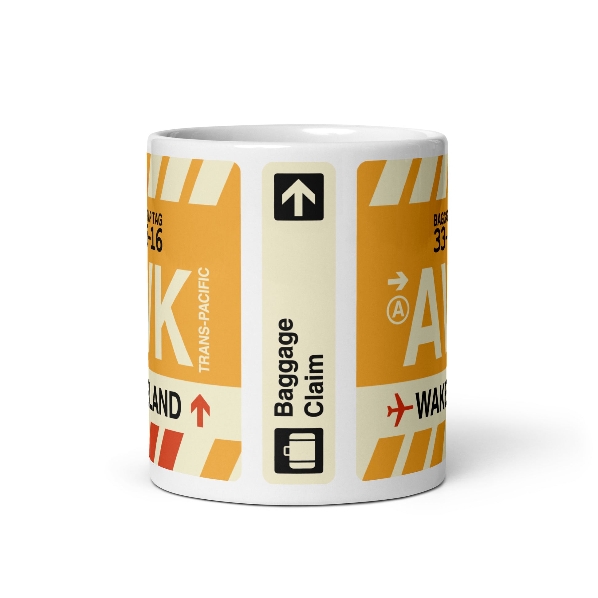 AWK Wake Island Coffee Mug • Jet Age Baggage Tag Design • YHM Designs - Image 03