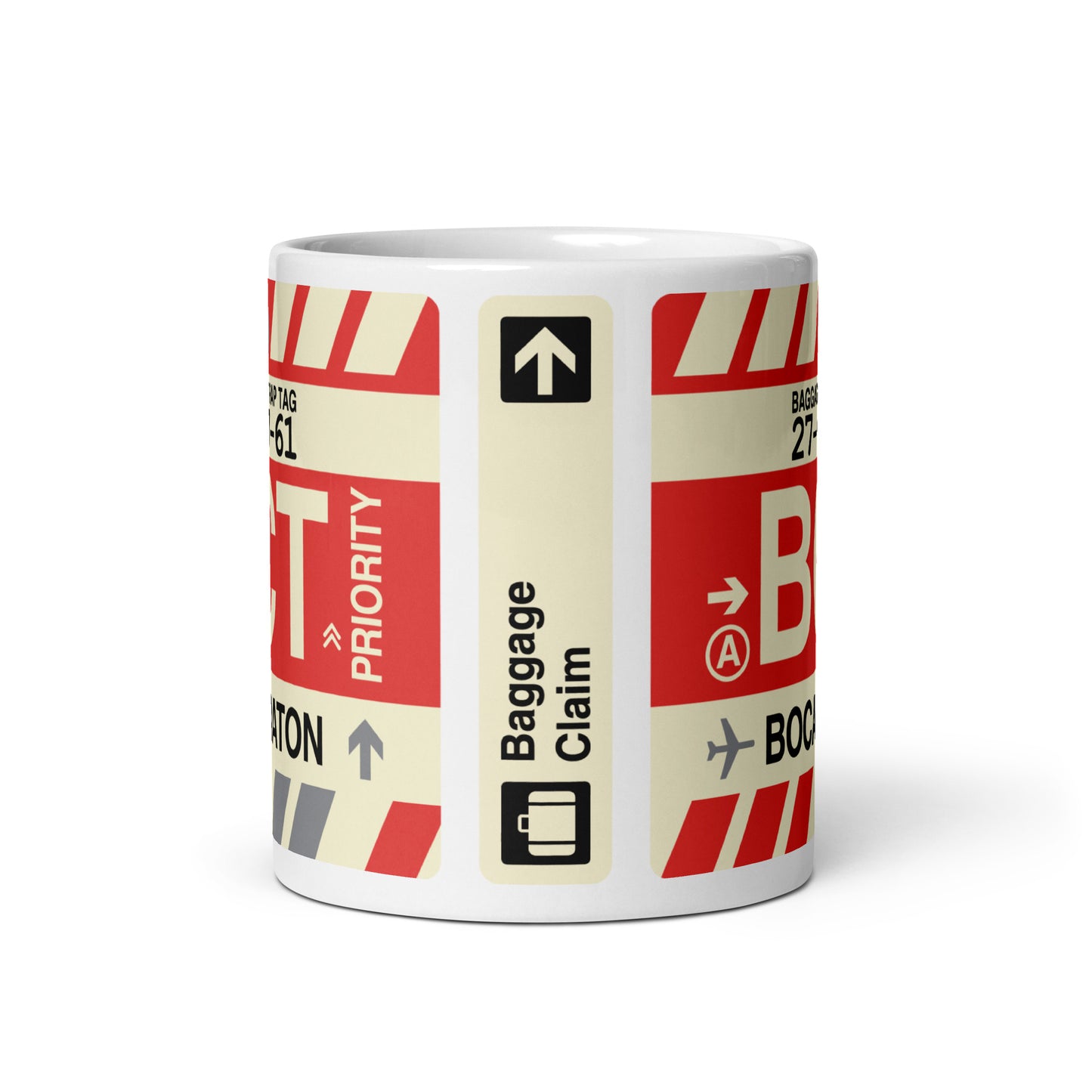 BCT Boca Raton Coffee Mug • Jet Age Baggage Tag Design • YHM Designs - Image 03