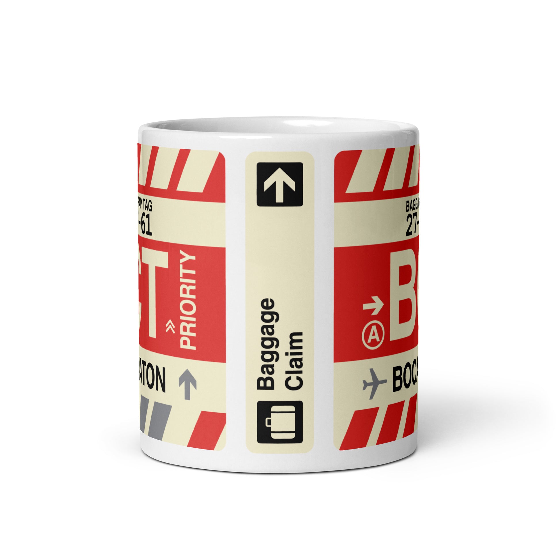 BCT Boca Raton Coffee Mug • Jet Age Baggage Tag Design • YHM Designs - Image 03