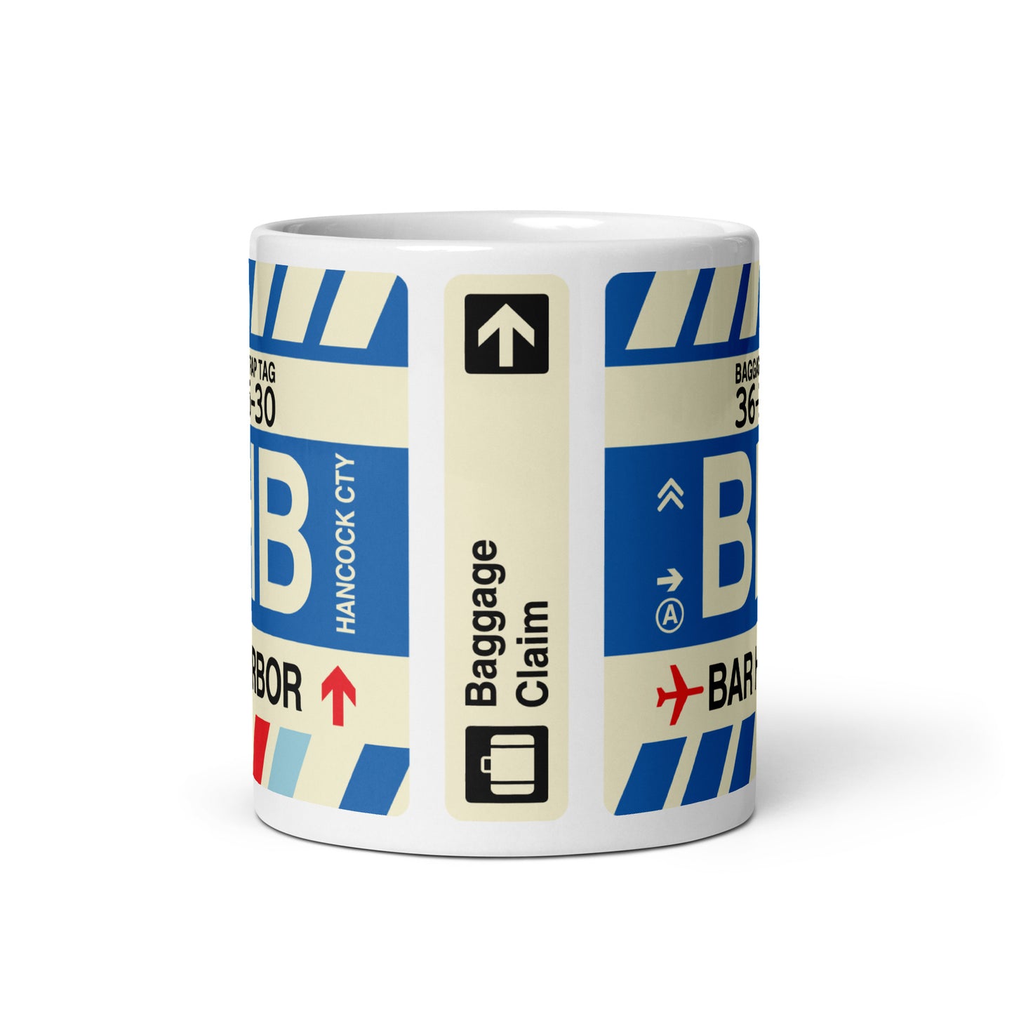 BHB Bar Harbor Coffee Mug • Jet Age Baggage Tag Design • YHM Designs - Image 03