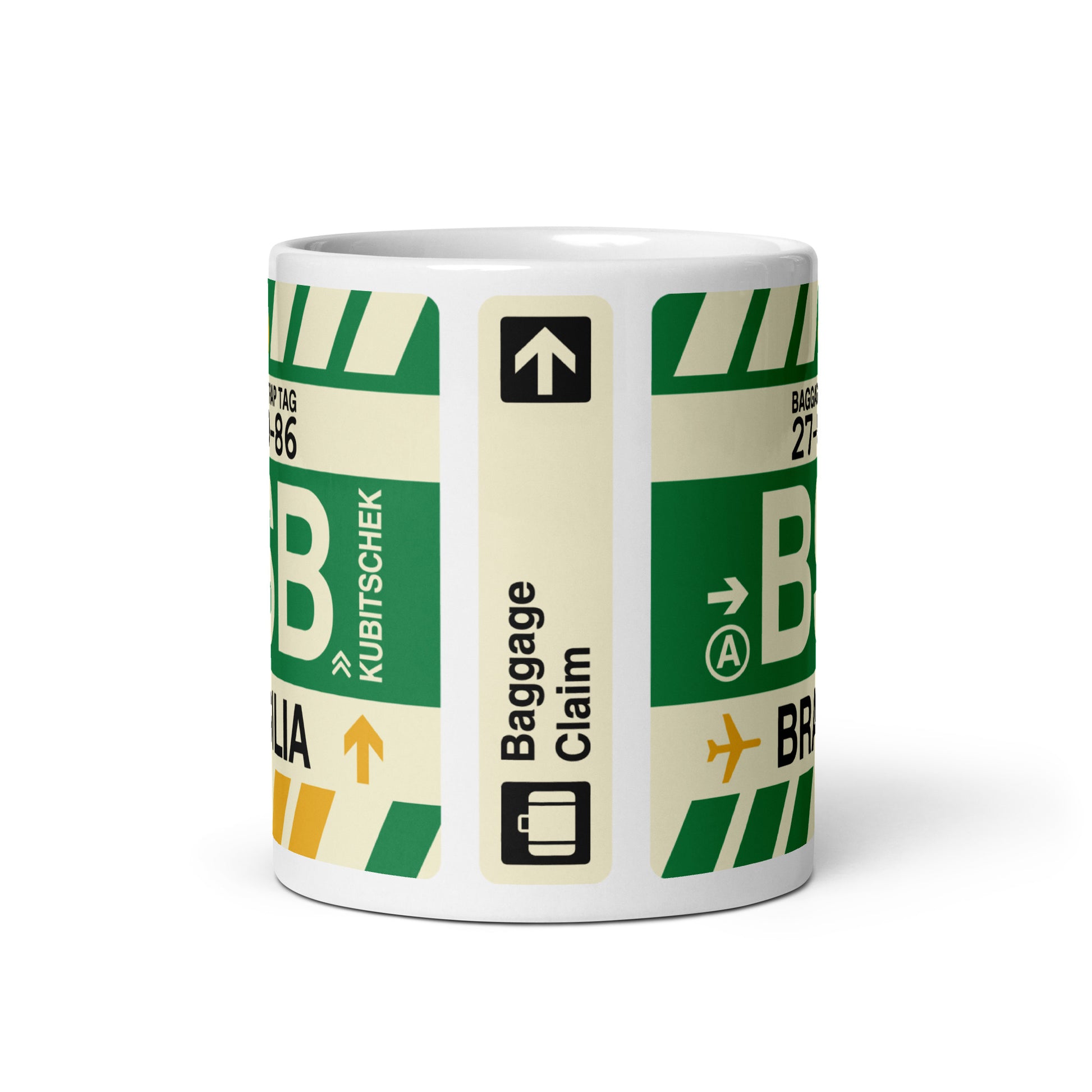 BSB Brasilia Coffee Mug • Jet Age Baggage Tag Design • YHM Designs - Image 03