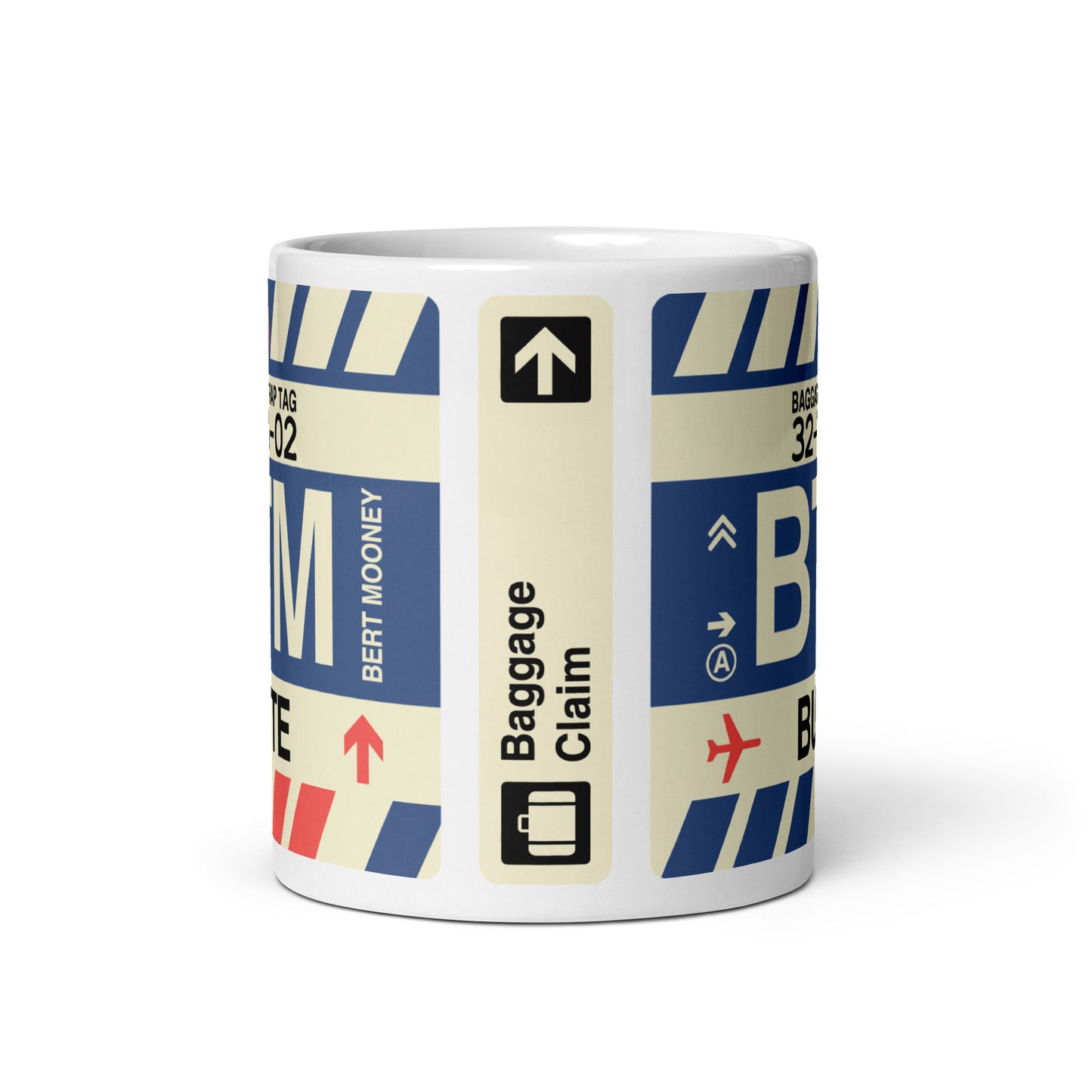BTM Butte Coffee Mug • Jet Age Baggage Tag Design • YHM Designs - Image 03