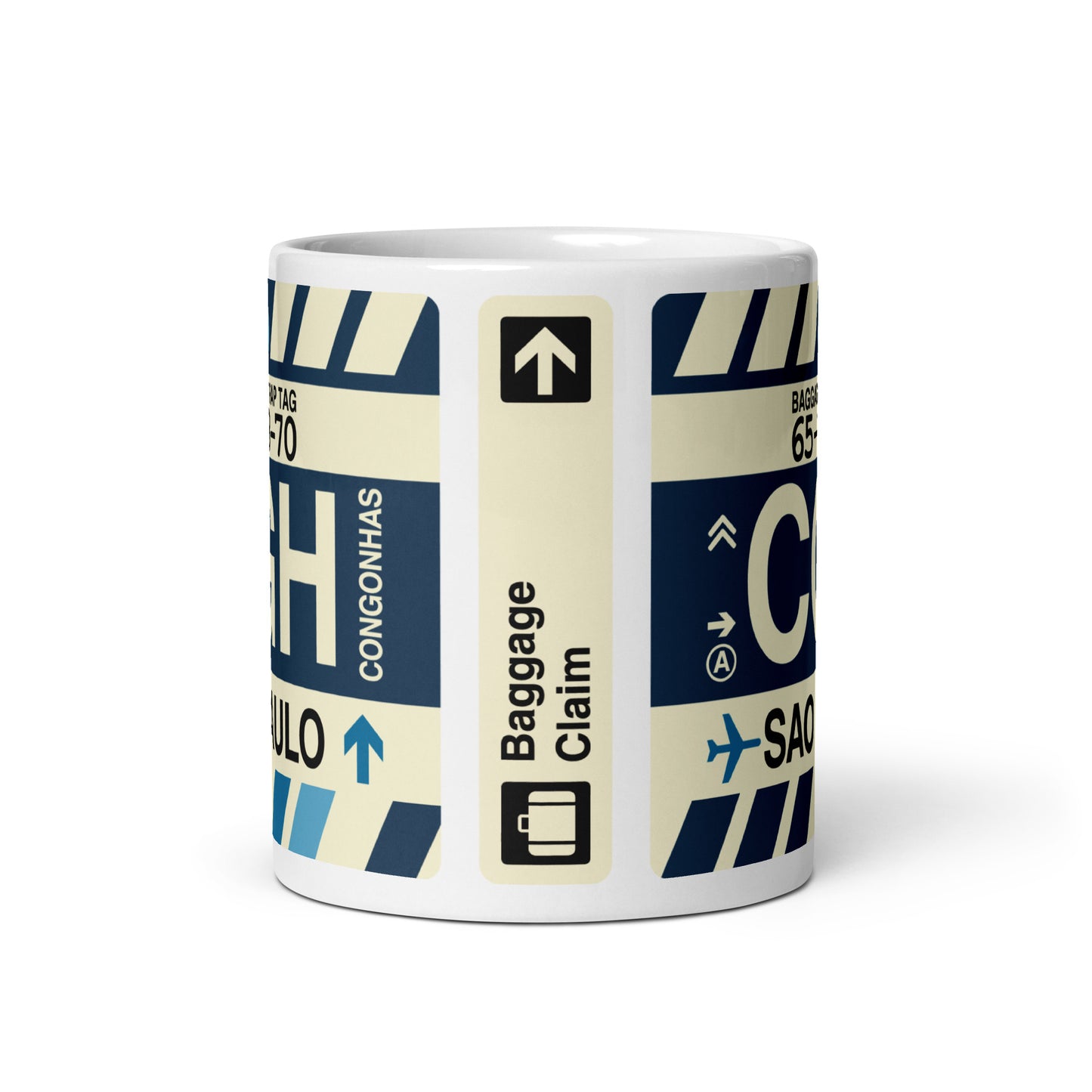 CGH Sao Paulo Coffee Mug • Jet Age Baggage Tag Design • YHM Designs - Image 03
