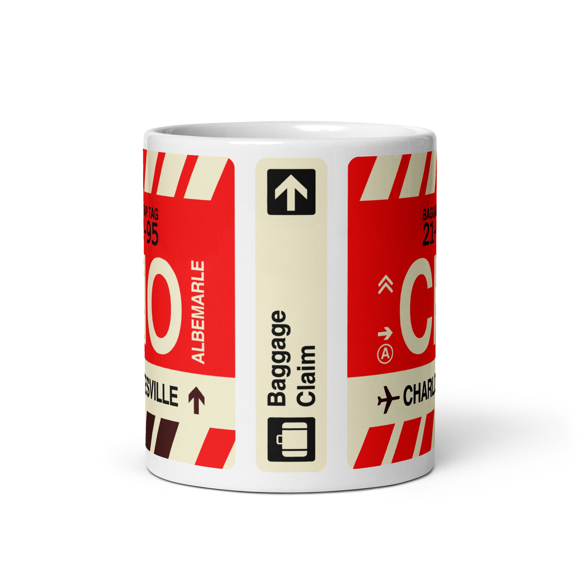 CHO Charlottesville Coffee Mug • Jet Age Baggage Tag Design • YHM Designs - Image 03
