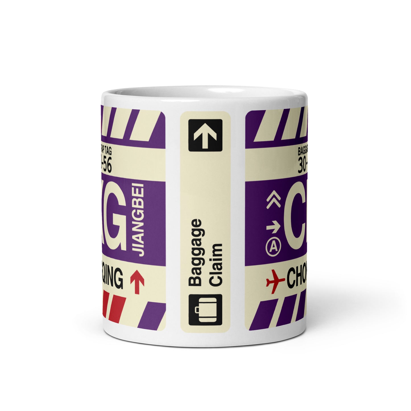 CKG Chongqing Coffee Mug • Jet Age Baggage Tag Design • YHM Designs - Image 03
