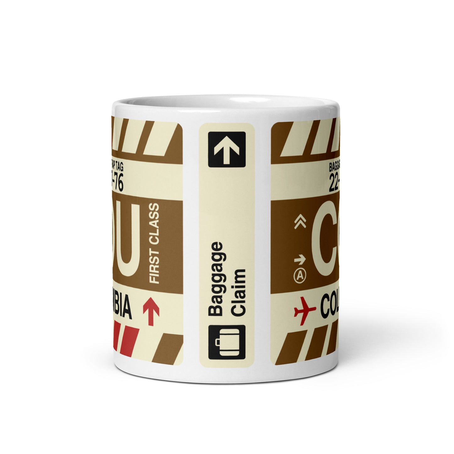 COU Columbia Coffee Mug • Jet Age Baggage Tag Design • YHM Designs - Image 03