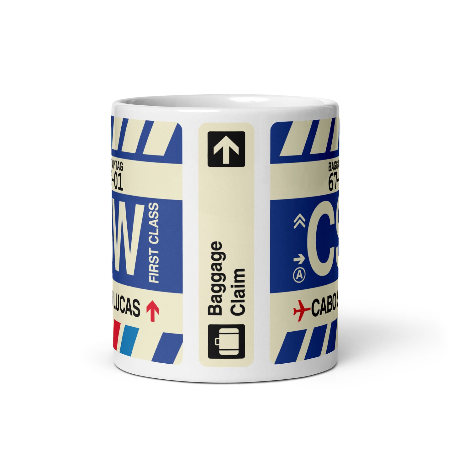 CSW Cabo San Lucas Coffee Mug • Jet Age Baggage Tag Design • YHM Designs - Image 03
